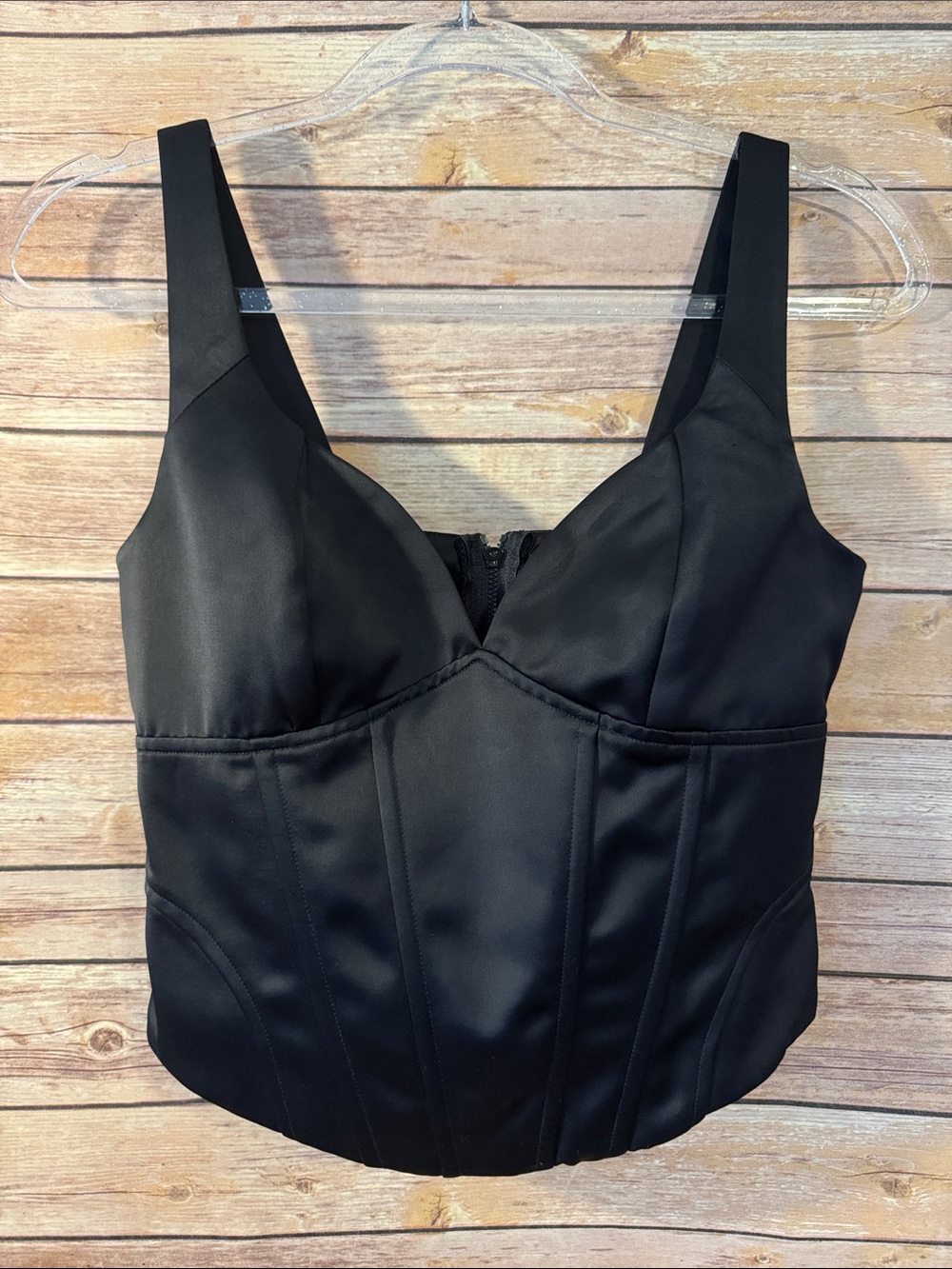 Jason Wu Black Satin Bustier Boned Zipper Corset Top NWOT